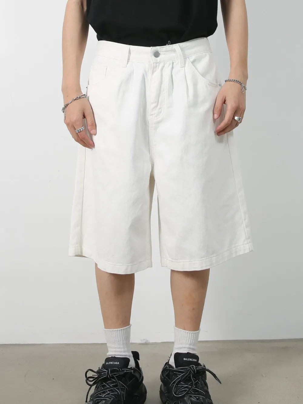 Mid Rise Denim Shorts