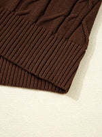 Cable Texture Crew Neck Short Sleeve Sweater Top