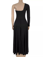 Slit Rhinestone One Shoulder Maxi Dress