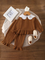 Children's Ruffle Trim Bow Decor Baby Set