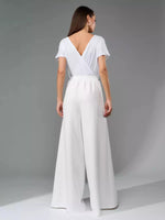 Full Size Sequin Short Sleeve Wide Leg Jumpsuit Plus Size