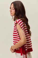 SO ME Stripe Star Patch 4th Of July Side Tie Vest Top