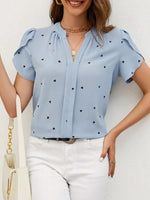 Heart Print Petal Sleeve Blouse