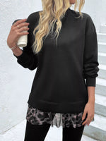 Camouflage Hem Detail Round Neck Sweatshirt