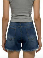 Distressed Frayed Hem Denim Shorts