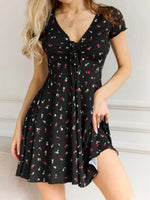 Full Size Tie Front V-Neck Mini Dress Plus Size