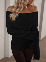 Off-Shoulder Ribbed Knit Sweater