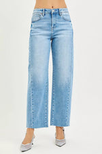 RISEN Full Size Slouchy Cropped Barrel Jeans with Curved Side Seam Plus Size