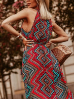 Tropical Floral Halter Neck Summer Dress