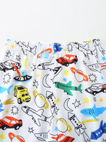 Children's Cartoon Vehicle Print Tee and Shorts Set