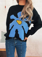 Flower Dropped Shoulder Sweater