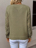 V-Neck Crochet Sleeve Sweater