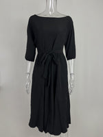 Boat Neck Tie Waist Midi Dress