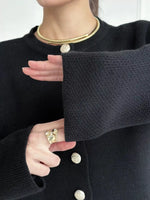 Crew-Neck Button Down Cardigan