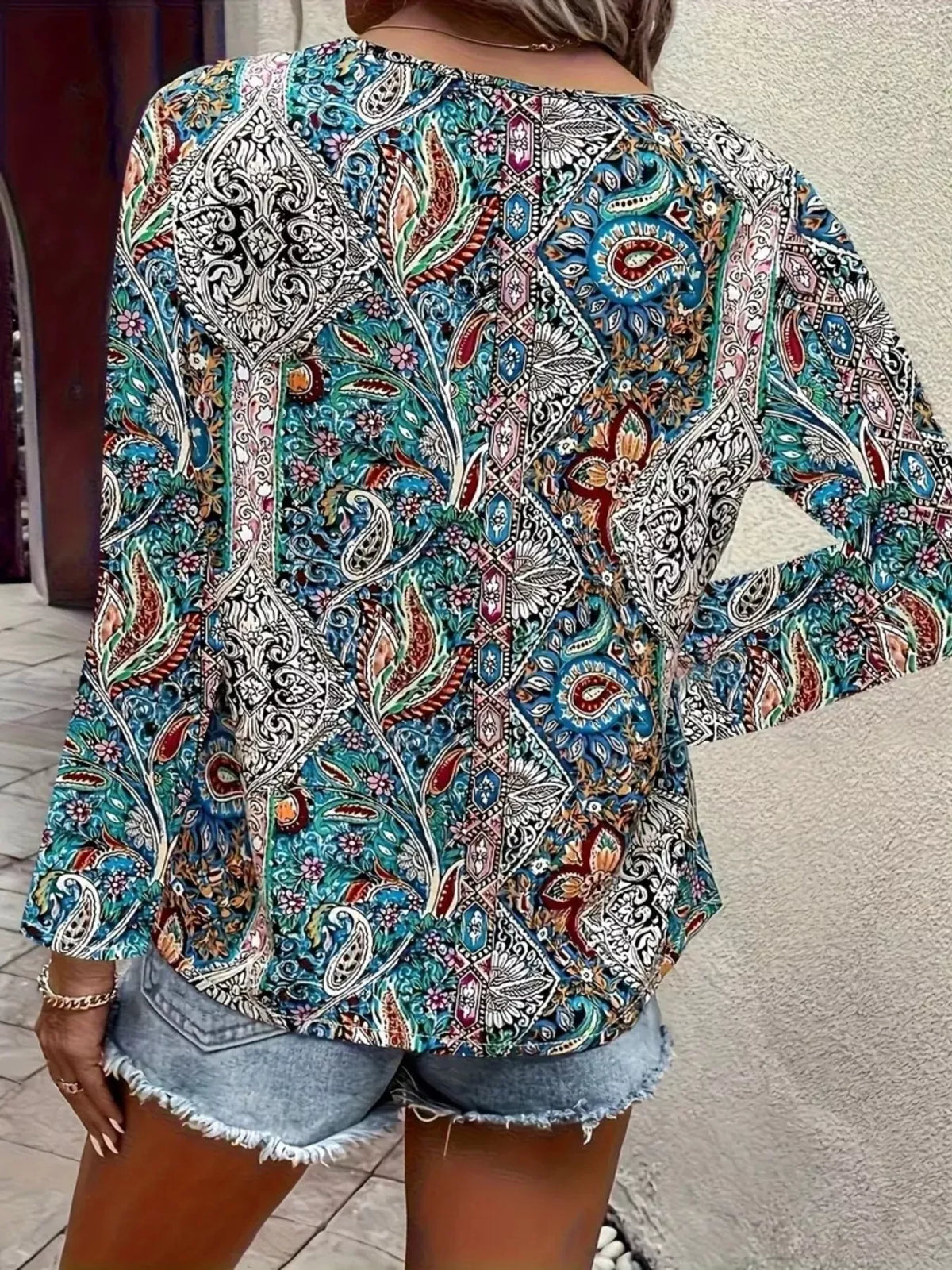 Paisley Print Long Sleeve Blouse