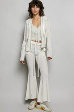 POL Drawstring Textured Ribbed Knit Pants