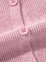 Ribbed Knit Button Front V Neck Cardigan