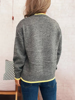 Ribbed Contrast Trim Long Sleeve Sweater
