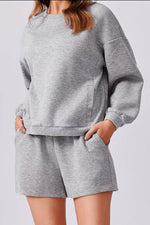 Round Neck Sweatshirt and Shorts Set