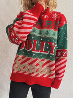 Christmas Letter Round Neck Long Sleeve Sweater