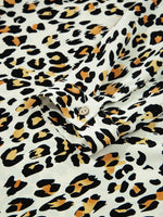 Leopard Print Contrast Striped V Neck Blouse