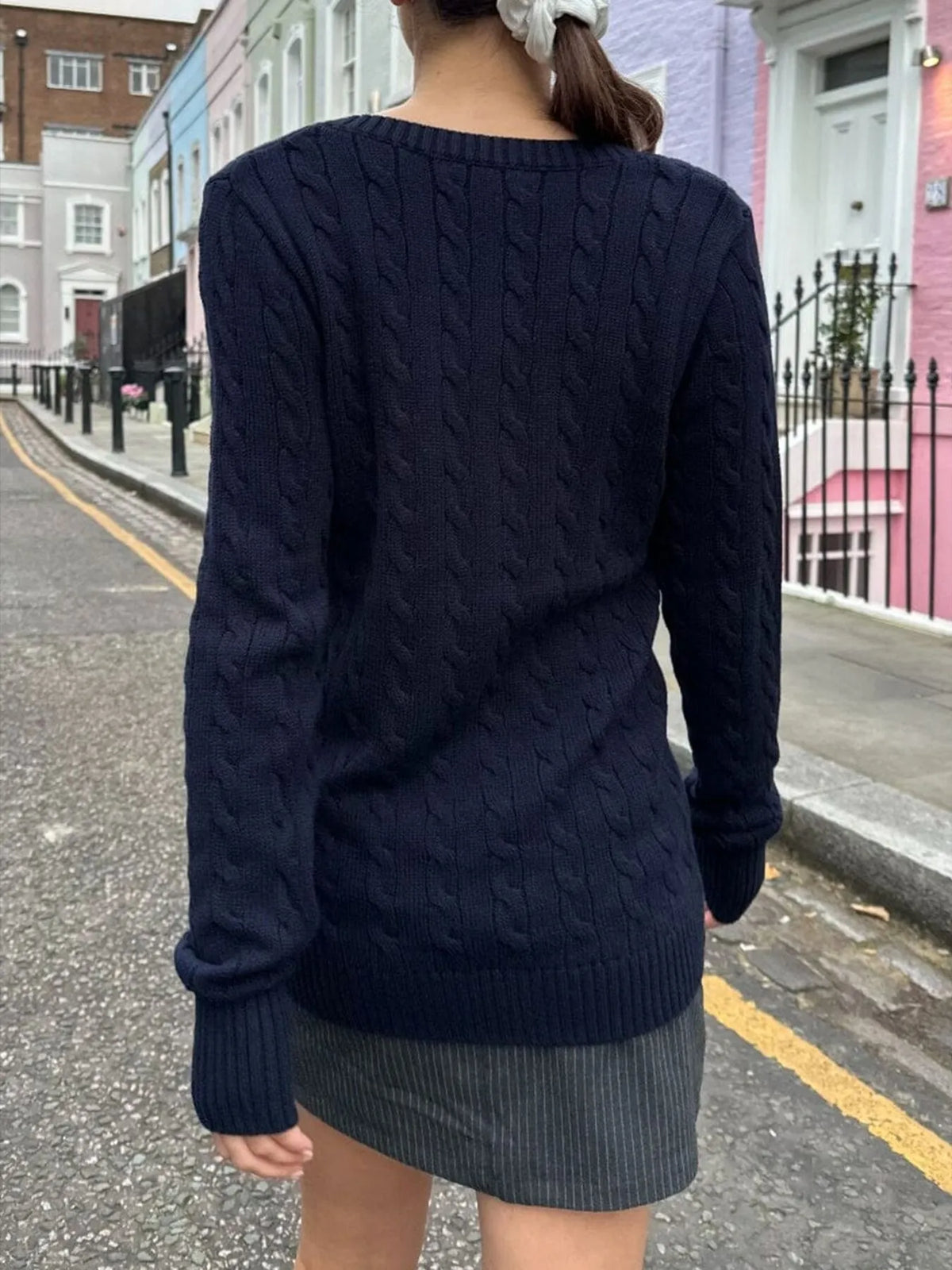 Cable Knit V-Neck Sweater