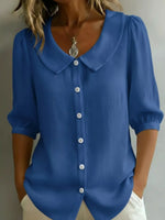 Full Size Peter Pan Collar Button-Down Shirt Plus Size