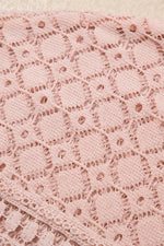 Lace Patchwork Waffle Short Sleeve Knit Top