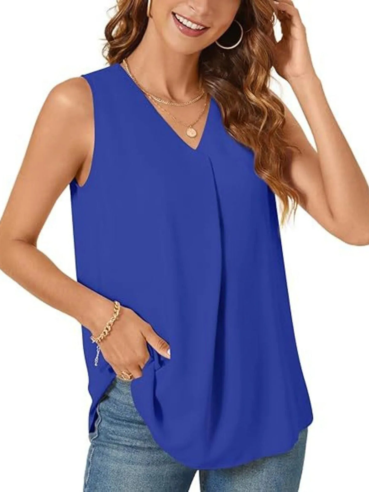 Full Size V-Neck Sleeveless Tank Top Plus Size