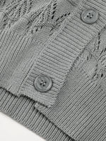Buttoned Front Openwork Cardigan