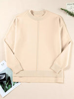 Front Center Seam Drop Shoulder Solid Sweater