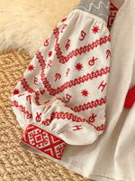 Embroidered Tie Neck Blouse