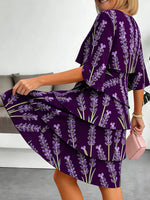Full Size Floral Print Ruffle Hem Dress Plus Size