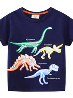 Children's Dinosaur Skeleton Crew Neck Short Sleeve T-Shirt
