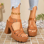 Open Toe Block Heels Sandals