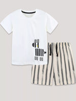Children's Zebra Short Sleeve Tee and Striped Shorts Set
