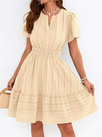 Short Sleeve Smocked Waist Tiered Dress