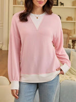 Two-Tone Ribbed Knit Sweatshirt