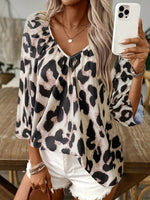Leopard Print V-Neck Blouse