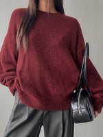 Full Size Cozy Knit Round Neck Oversized Sweater Plus Size