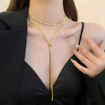 Layered Snake Chain Y Necklace