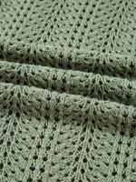 Scalloped Edge Eyelet Knit Batwing Sleeve Cardigan