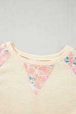 Printed Round Neck Balloon Sleeve Sweatshirt