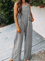 Full Size Casual Wide Leg Textured Overalls Plus Size