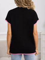 Valentine's Day Heart Graphic Short Sleeve Sweater