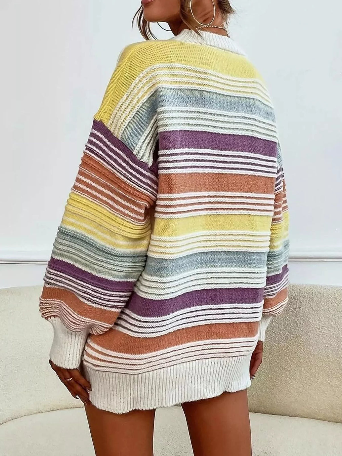Striped Knit Long Sleeve Sweater