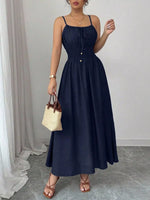 Smocked Spaghetti Strap Midi Dress
