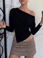 Asymmetrical Off-Shoulder Long Sleeve T-Shirt