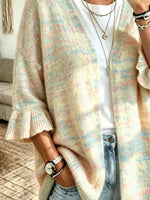Full Size Ruffle Sleeve Open-Front Cardigan Plus Size
