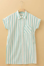 St Patricks Striped Wide Short Sleeve Shift Mini Shirt Dress